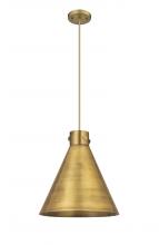  410-1PL-BB-M411-16BB - Newton Cone - 1 Light - 16 inch - Brushed Brass - Cord hung - Pendant