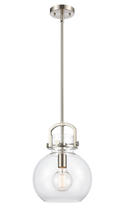  410-1S-SN-10CL - Newton Sphere - 1 Light - 10 inch - Brushed Satin Nickel - Stem Hung - Mini Pendant