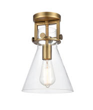  411-1F-BB-8CL-LED - Newton Cone - 1 Light - 8 inch - Brushed Brass - Flush Mount