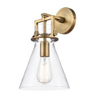  411-1W-BB-8CL-LED - Newton Cone - 1 Light - 8 inch - Brushed Brass - Sconce