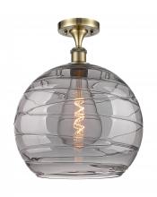  516-1C-AB-G1213-14SM - Athens Deco Swirl - 1 Light - 14 inch - Antique Brass - Semi-Flush Mount