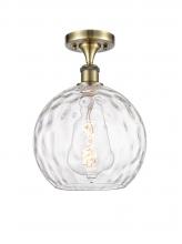  516-1C-AB-G1215-10-LED - Athens Water Glass - 1 Light - 10 inch - Antique Brass - Semi-Flush Mount