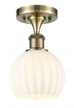  516-1C-AB-G1217-6WV - White Venetian - 1 Light - 6 inch - Antique Brass - Semi-Flush Mount