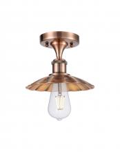  516-1C-AC-M17-AC - Scallop - 1 Light - 8 inch - Antique Copper - Semi-Flush Mount