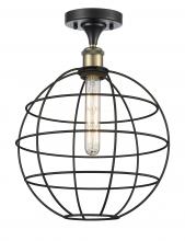  516-1C-BAB-CE-12-BK - Lake Placid - 1 Light - 12 inch - Black Antique Brass - Semi-Flush Mount