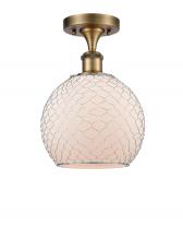 Innovations Lighting 516-1C-BB-G121-8CSN-LED - Farmhouse Chicken Wire - 1 Light - 8 inch - Brushed Brass - Semi-Flush Mount