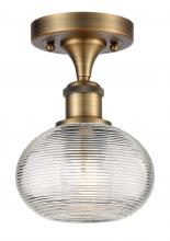  516-1C-BB-G555-6CL - Ithaca - 1 Light - 6 inch - Brushed Brass - Semi-Flush Mount