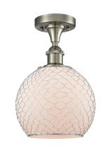 Innovations Lighting 516-1C-SN-G121-8CSN-LED - Farmhouse Chicken Wire - 1 Light - 8 inch - Brushed Satin Nickel - Semi-Flush Mount