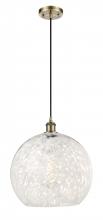  516-1P-AB-G1216-14WM - White Mouchette - 1 Light - 14 inch - Antique Brass - Cord Hung - Pendant