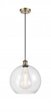 Innovations Lighting 516-1P-AB-G122-12-LED - Athens - 1 Light - 12 inch - Antique Brass - Cord hung - Mini Pendant