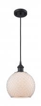  516-1P-BK-G121-8CSN-LED - Farmhouse Chicken Wire - 1 Light - 8 inch - Matte Black - Cord hung - Mini Pendant