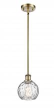  516-1S-AB-G1215-6-LED - Athens Water Glass - 1 Light - 6 inch - Antique Brass - Mini Pendant