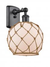  516-1W-BK-G121-8RB-LED - Farmhouse Rope - 1 Light - 8 inch - Matte Black - Sconce