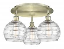  516-3C-AB-G1213-8 - Athens Deco Swirl - 3 Light - 20 inch - Antique Brass - Flush Mount