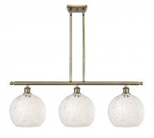  516-3I-AB-G1216-10WM - White Mouchette - 3 Light - 37 inch - Antique Brass - Stem Hung - Island Light