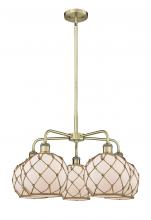 Innovations Lighting 516-5CR-AB-G121-8RB - Farmhouse Rope - 5 Light - 27 inch - Antique Brass - Stem hung - Chandelier