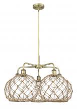 Innovations Lighting 516-5CR-AB-G122-10RB - Farmhouse Rope - 5 Light - 29 inch - Antique Brass - Stem hung - Chandelier