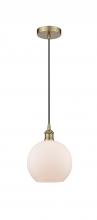  616-1P-AB-G121-8-LED - Athens - 1 Light - 8 inch - Antique Brass - Cord hung - Mini Pendant