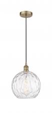  616-1P-AB-G1215-10-LED - Athens Water Glass - 1 Light - 10 inch - Antique Brass - Cord hung - Mini Pendant