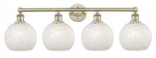  616-4W-AB-G1216-8WM - White Mouchette - 4 Light - 35 inch - Antique Brass - Bath Vanity Light