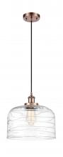  916-1P-AC-G713-L - Bell - 1 Light - 12 inch - Antique Copper - Cord hung - Mini Pendant