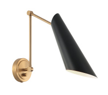 Matteo Lighting S08021AGBK - Butera Aged Gold Brass + Black Wall Sconce