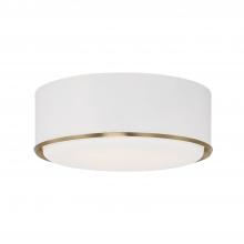  254831RE - 3-Light Semi Flush Mount in Matte White with Matte Brass Details and Frosted White Diffuser