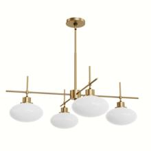  13190 - Hunter Getty Luxe Gold with Cased White Glass 4 Light Chandelier Ceiling Light Fixture