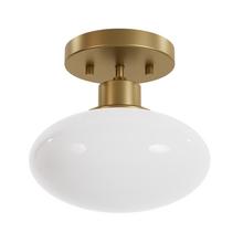  13194 - Hunter Getty Luxe Gold with Cased White Glass 1 Light Flush Mount Ceiling Light Fixture