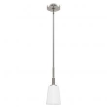  19887 - Hunter Nolita Brushed Nickel with Cased White Glass 1 Light Pendant Ceiling Light Fixture