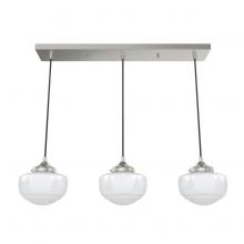  19496 - Hunter Saddle Creek Brushed Nickel with Cased White Glass 3 Light Pendant Cluster Ceiling Light