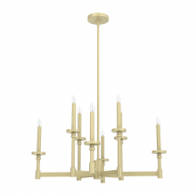  19053 - Hunter Briargrove Modern Brass 8 Light Large Chandelier Ceiling Light Fixture