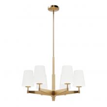  19876 - Hunter Nolita Alturas Gold with Cased White Glass 6 Light Chandelier Ceiling Light Fixture