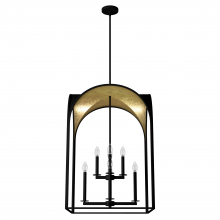  19735 - Hunter Dukestown Natural Black Iron and Gold Leaf 8 Light Pendant Ceiling Light Fixture