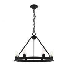  19033 - Hunter Saddlewood Natural Black Iron 6 Light Medium Chandelier Ceiling Light Fixture