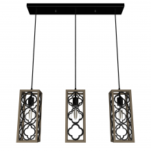  19948 - Hunter Gablecrest French Oak and Rustic Iron 3 Light Pendant Cluster Ceiling Light Fixture