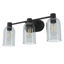  19709 - Hunter Lochemeade Natural Black Iron with Smoked Glass 3 Light Bathroom Vanity Wall Light Fixture