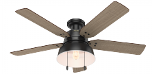  59310 - Hunter 52 in Mill Valley Matte Black Low Profile Damp Rated Ceiling Fan with LED LT Kit & Pull Chain