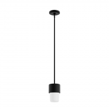  19277 - Hunter Station Natural Black Iron with Frosted Cased White Glass 1 Light Pendant Ceiling Light