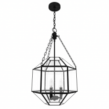  19365 - Hunter Indria Rustic Iron with Seeded Glass 3 Light Pendant Ceiling Light Fixture