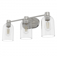  19708 - Hunter Lochemeade Brushed Nickel with Seeded Glass 3 Light Bathroom Vanity Wall Light Fixture