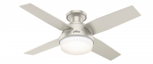  50398 - Hunter 44 in Dempsey Matte Nickel Low Profile Damp Rated Ceiling Fan w/ LED LT Kit & Handheld Remote