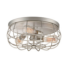  5323-SN - Neo-Industrial 3-Light Flushmount Ceiling Light Satin Nickel