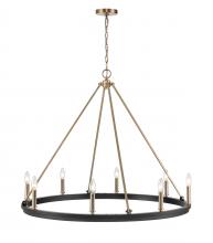  9508-MB/MG - Carruth 8-Light Chandelier Ceiling Light Matte Black Modern Gold