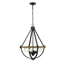  2394-MB/WT - Ellijay 4-Light Pendant light Matte Black/Wood Tone