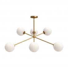  CH549640AGOP - Cassia 40-in Aged Gold/Opal Matte Glass 6 Lights Chandeliers