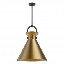  PD412018MBAG - Emerson 18-in Matte Black/Aged Gold 1 Light Pendant