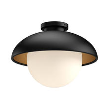  FM522012MBOP - Rubio 11-in Matte Black/Opal Matte Glass 1 Light Flush Mount