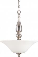 Nuvo 60/1828 - Dupont - 3 Light Pendant with Satin White Glass - Brushed Nickel Finish