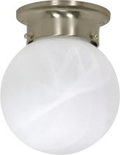  60/257 - 1 Light - 6" Flush with Alabaster Glass - Brushed Nickel Finish